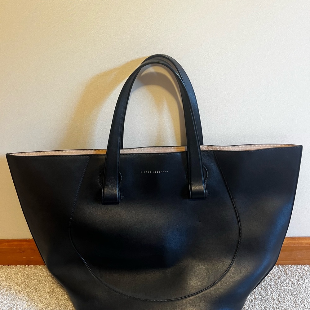 Elegant Black Leather Tote Bag